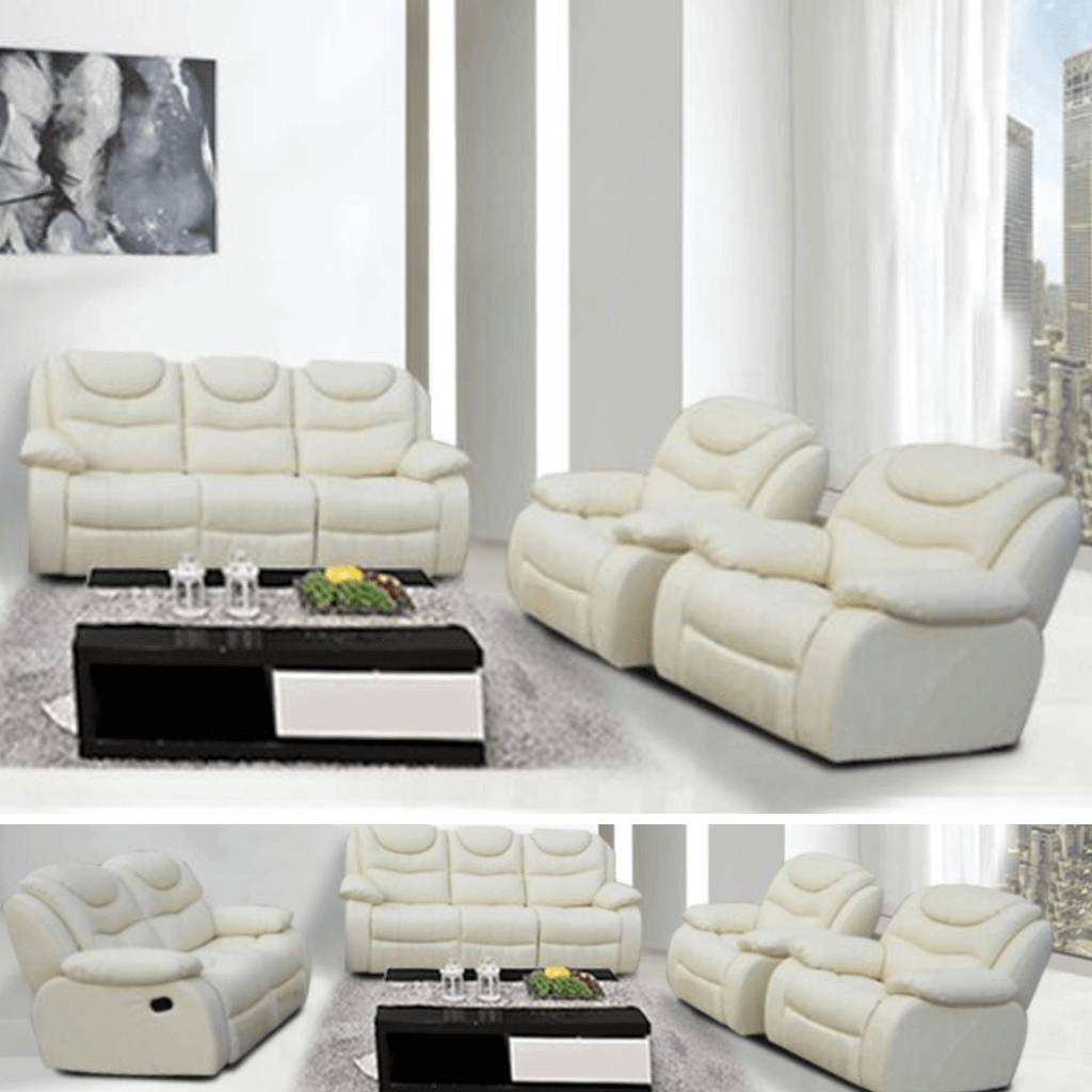 Off White Pure Leather Recliner Sofa Sets Recliners Pure Leather Living Room Furniture Palais Eleganza Furniture