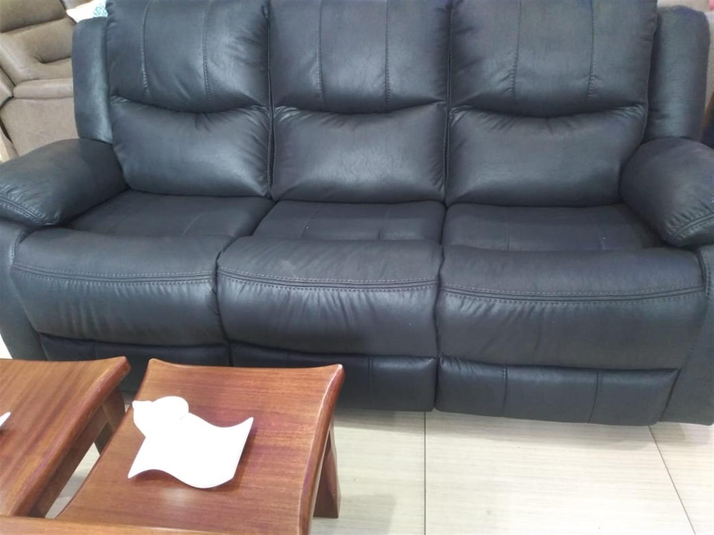 Madrid Plus Black Recliner Sofa Set - 3 Sitter