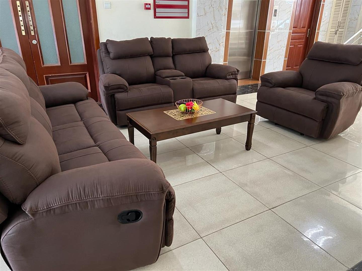 Alma+ Chocolate Brown Recliner Sofa Set - 6 Seater