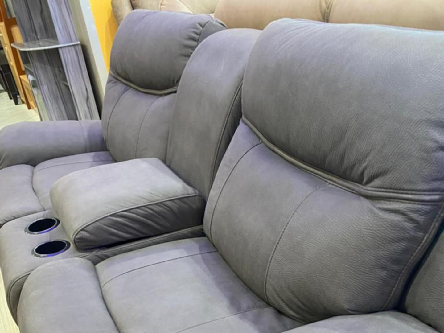 Hailey Grey 2 Seater with Center Console Recliner Sofa