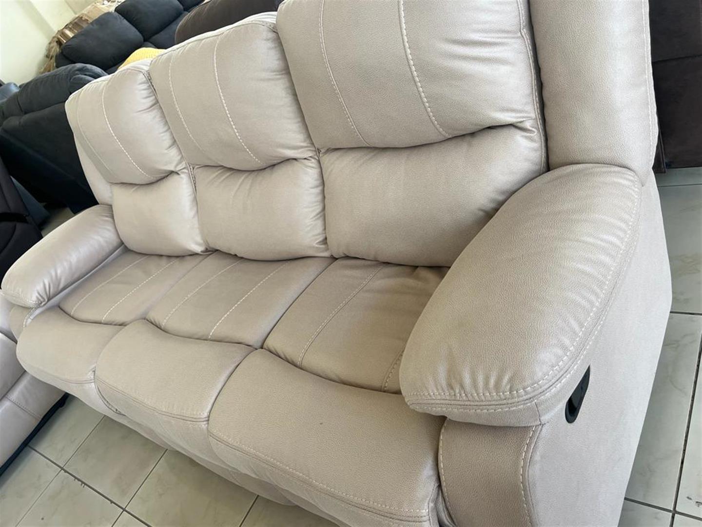 Madrid Plus Beige Recliner Sofa Set - 3 Seater